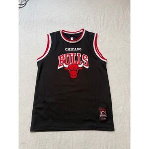 NBA Chicago Bulls Jersey Kids Size 14-16 Black Embroidered Mesh Basketball Top